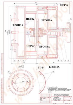 Сборочный чертеж головки к тестоделителю А2-ХТН